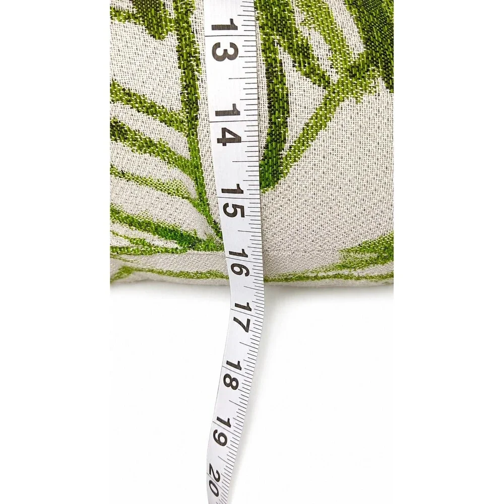 Pottery Barn Sunbrella Lumbar Pillow Green Tropical Leaf Outdoor Cushion 12x24 P